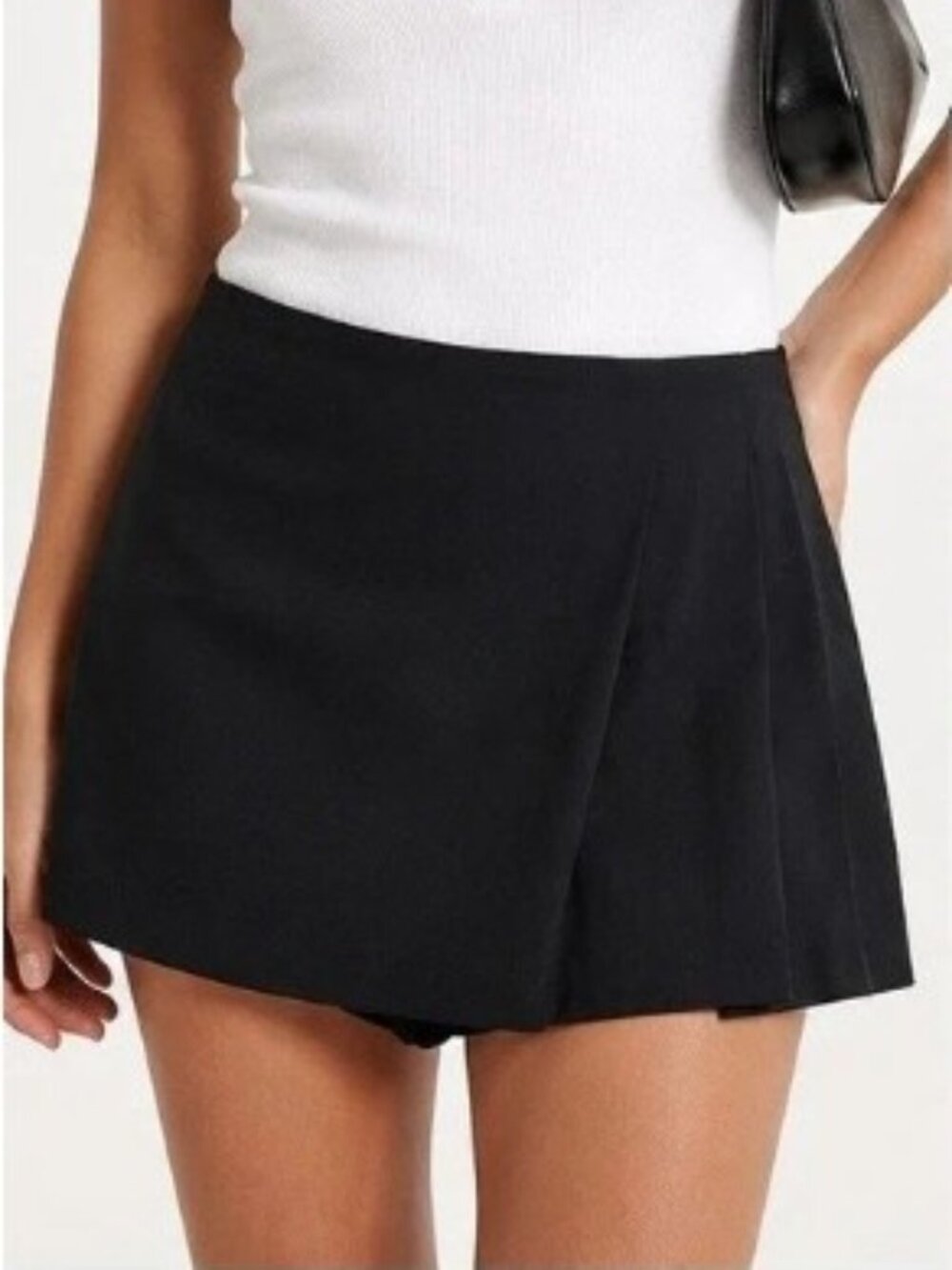 Abercrombie & Fitch Mid Rise Pleated Wrap Mini Skort